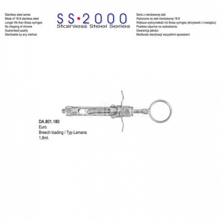 SS-2000 Strzykawka z aspiracją ręczną typ Łamana, uchwyt pierścieniowy 1,8ml