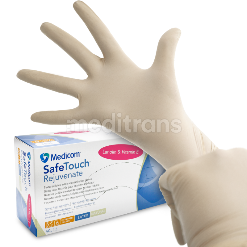 Rękawiczki lateksowe SafeTouch Rejuvenate Lanolin + Vit E