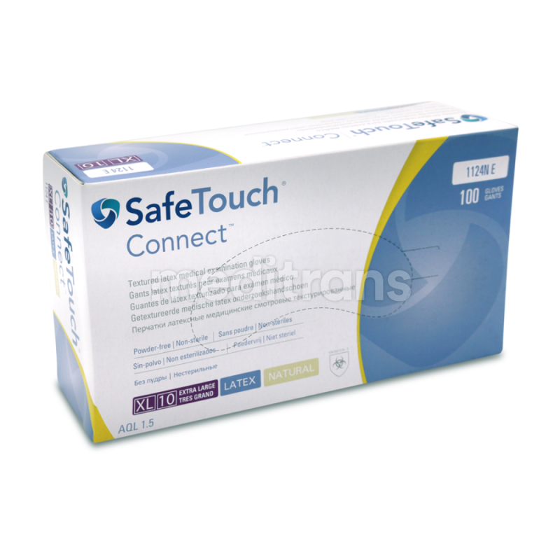 Rękawice lateksowe SafeTouch Connect bezpudrowe Natural