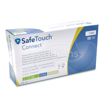 Rękawice lateksowe SafeTouch Connect bezpudrowe Natural