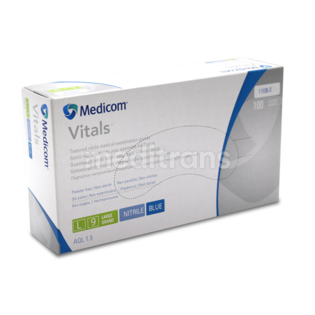 Rękawice nitrylowe Vitals bezpudrowe Blue Medicom 100 sztuk