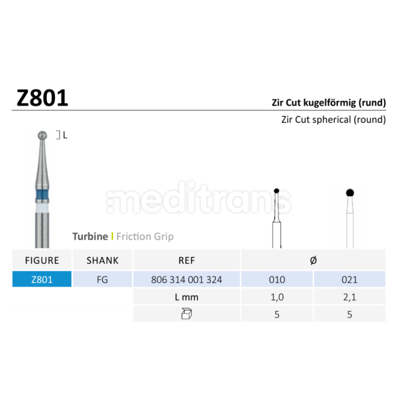 Jota Zir Prep Round diament niebieski 010 5 sztuk