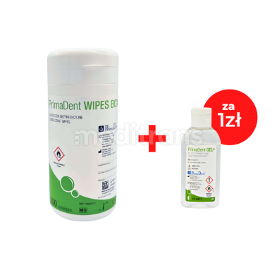 PrimaDent WIPES BOX + PrimaDent Gel+ 75 ml – za 1 zł