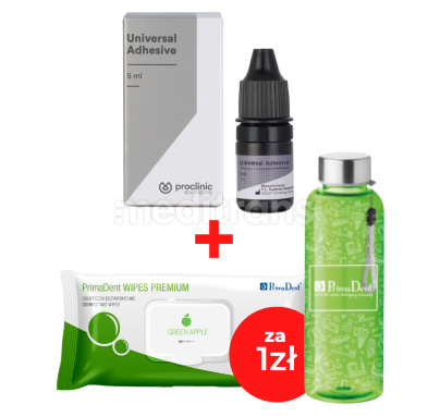 Universal Adhesive Proclinic Expert 5 ml + butelka na wodę PrimaDent 500 ml oraz PrimaDent WIPES PREMIUM – za 1 zł